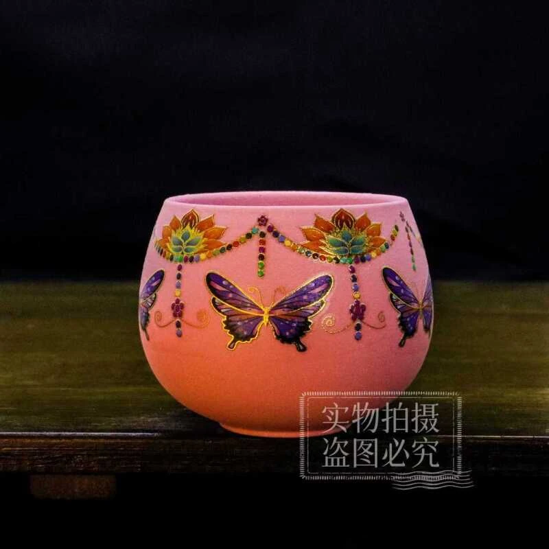 《蝶恋花》蝴蝶粉色段罗汉杯/容量50毫升