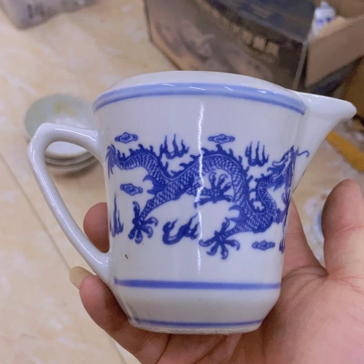 摆件景德镇青花龙纹公道杯