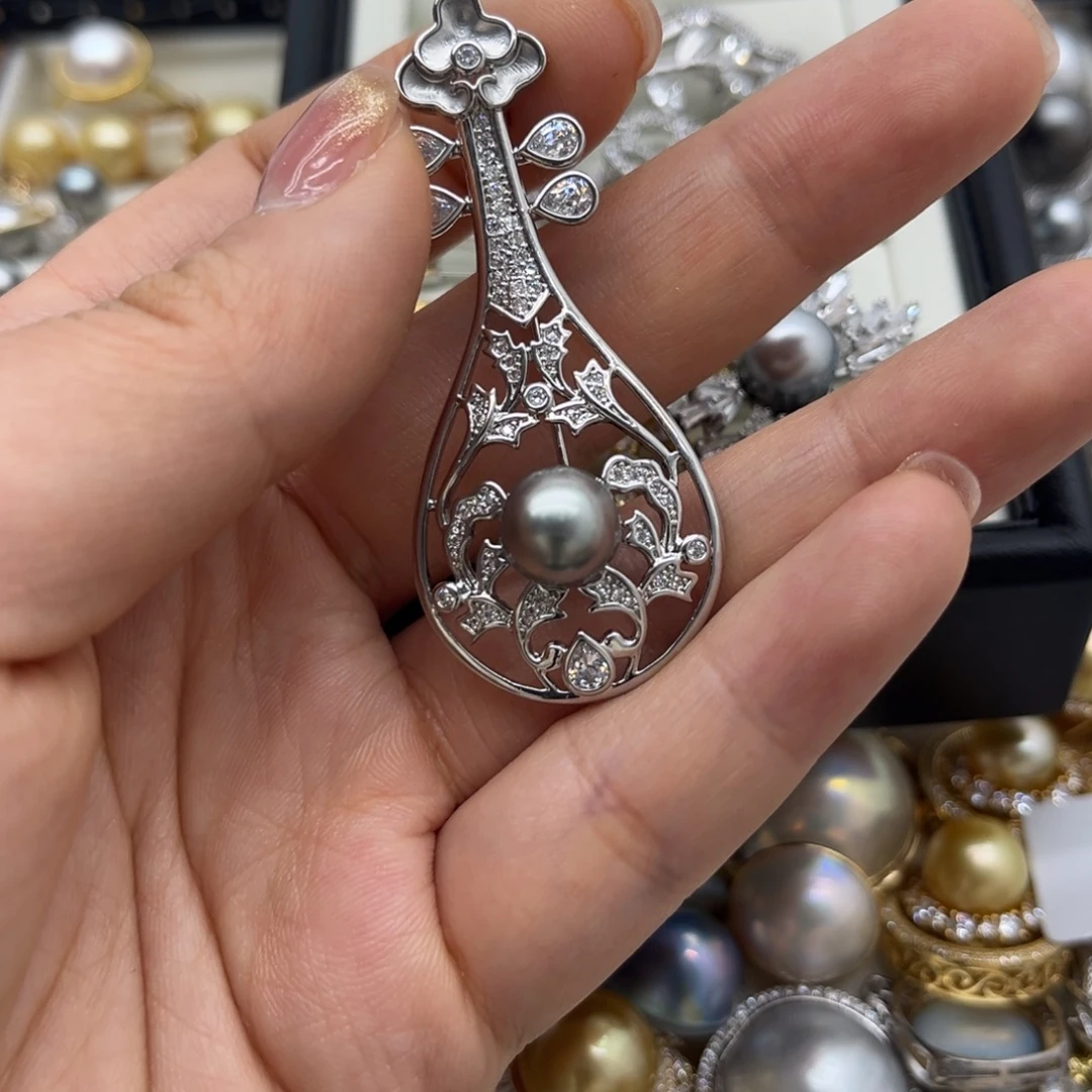 海水珍珠胸针合金