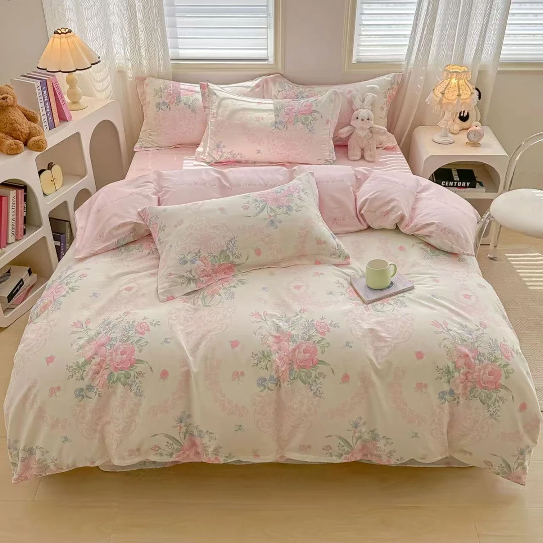 LangSha/浪莎2025年新款全棉四件套纯棉小清新床上用品被套三件套