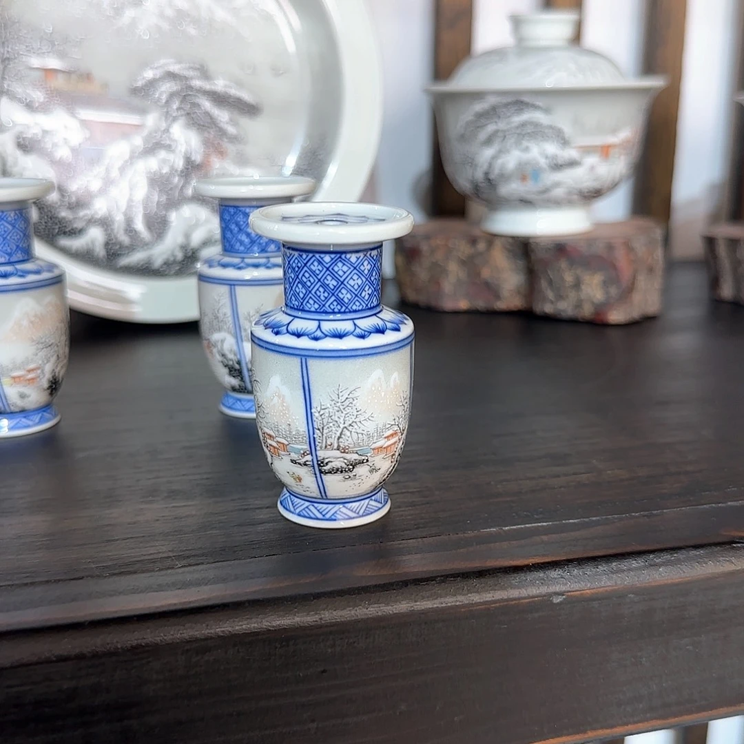 摆件陶瓷雪景盖子景德镇