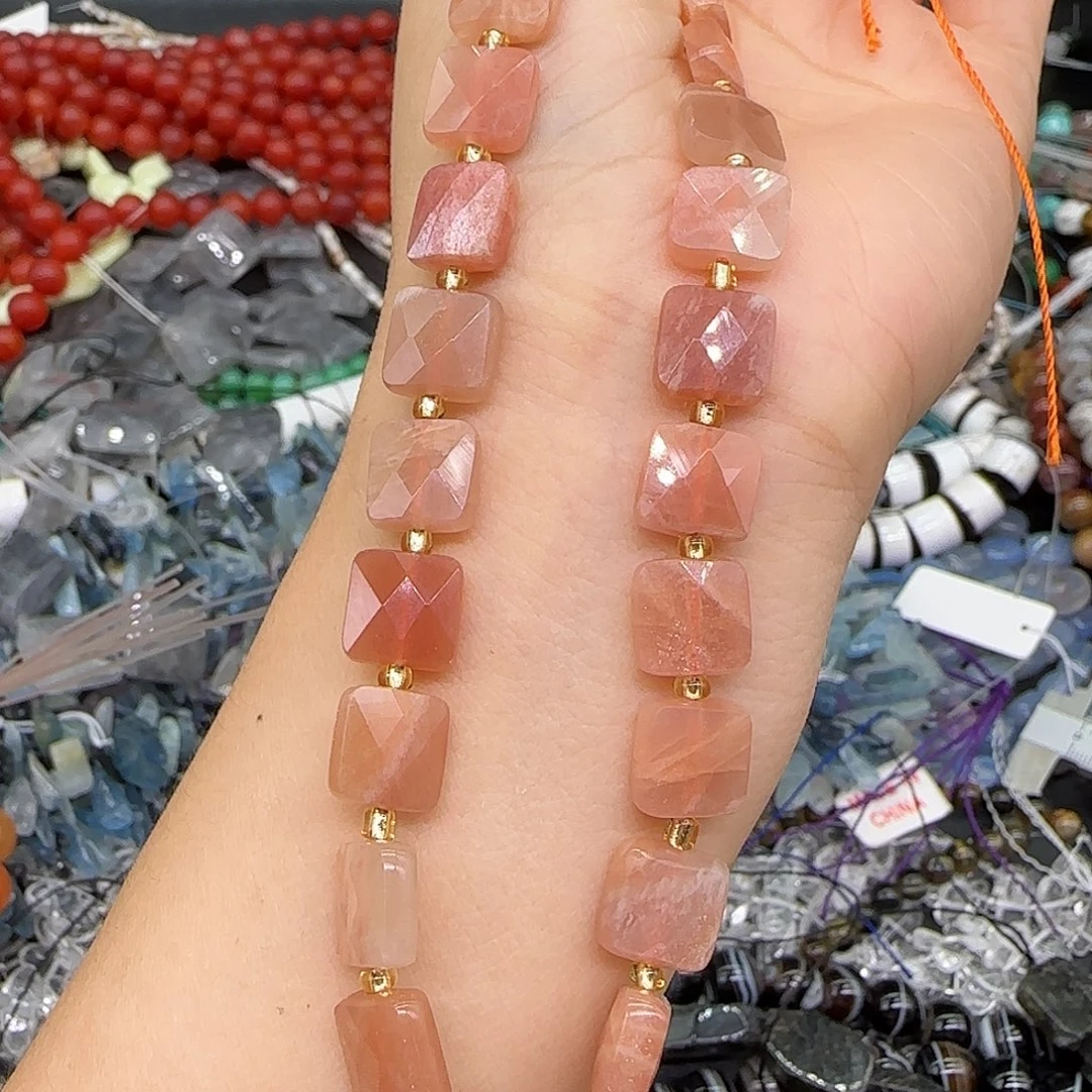 玛瑙/玉髓合金珠宝半成品太阳石10mm一条