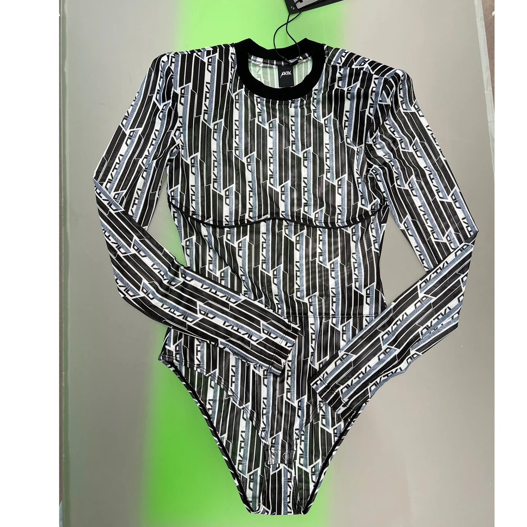 AKTK印花网纱LOGO连体上衣