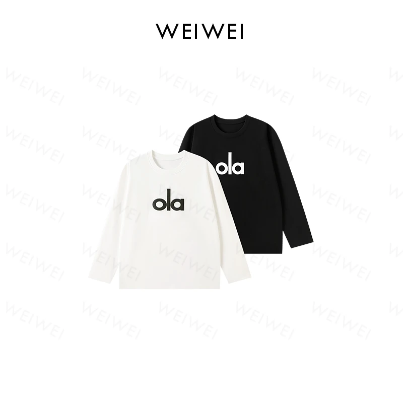 【特价】“早秋ootd”字母纯色休闲宽松长袖T（男女同穿）SS26366