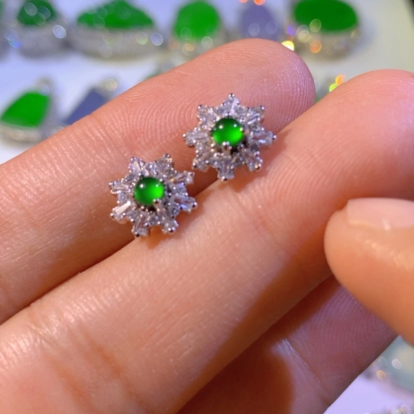 【闪购商品】翡翠挂件银S925镶嵌天然翡翠