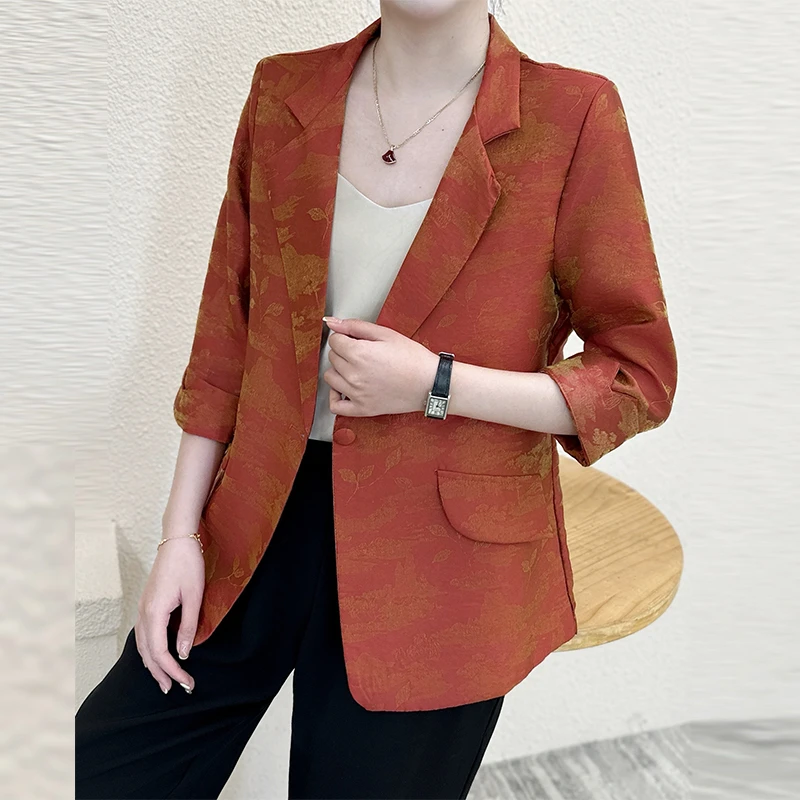 春夏女装时尚一粒扣显瘦气质小西装外套休闲妈妈装5985