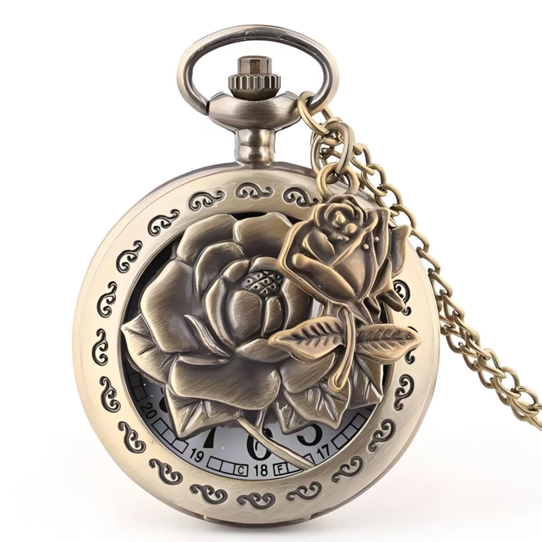 复古创意宫廷风翻盖镂空罗马怀表
