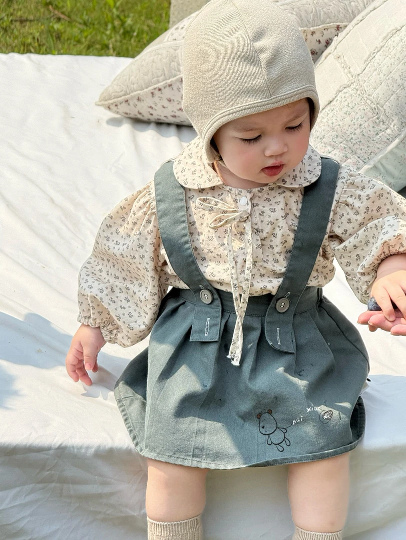 奶小西-56101-1-碎花背带套装