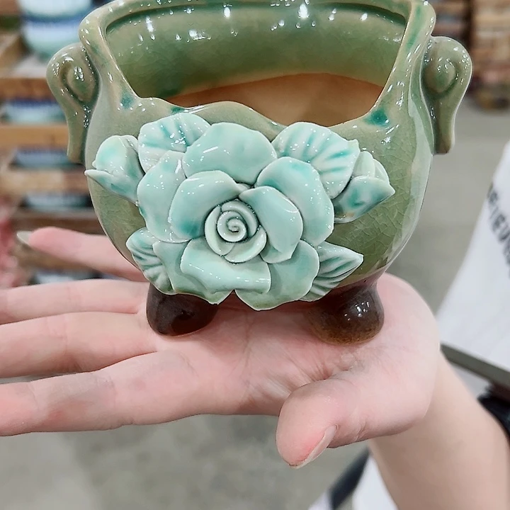 有孔.凑满10元发货多肉陶瓷花盆！