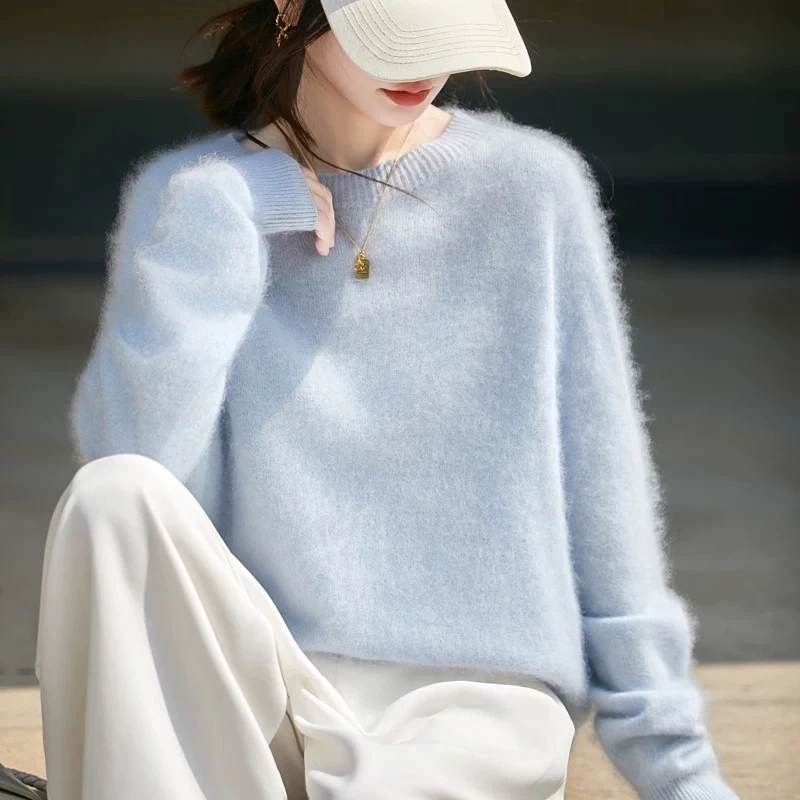 【小羊】云端系列~云朵般软糯亲肤无缝一体羊毛拉绒圆领毛衣YF1015