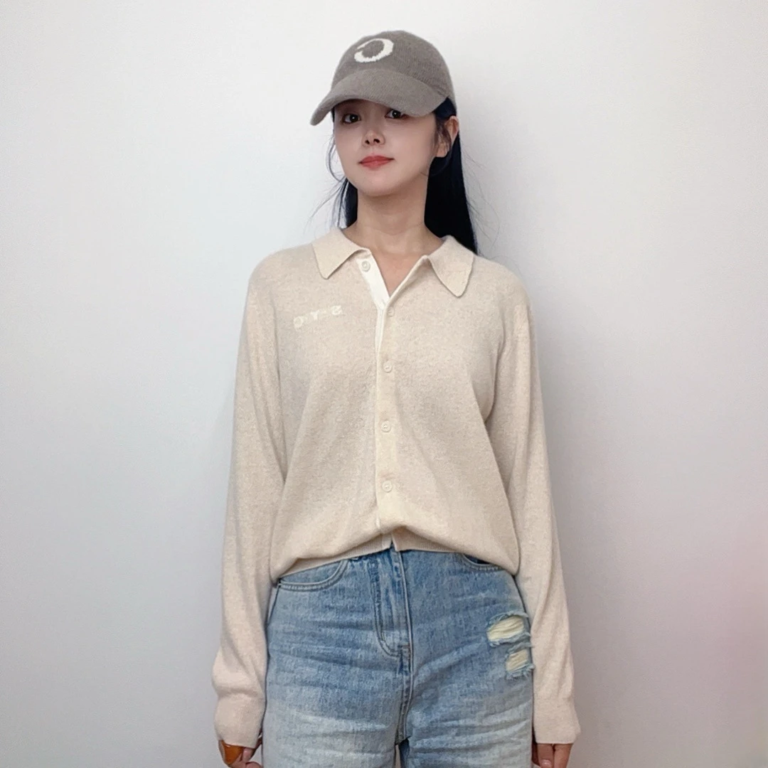 MENG·Baby Cashmere【铁粉狂欢】100小山羊绒Polo领字母针织开衫女