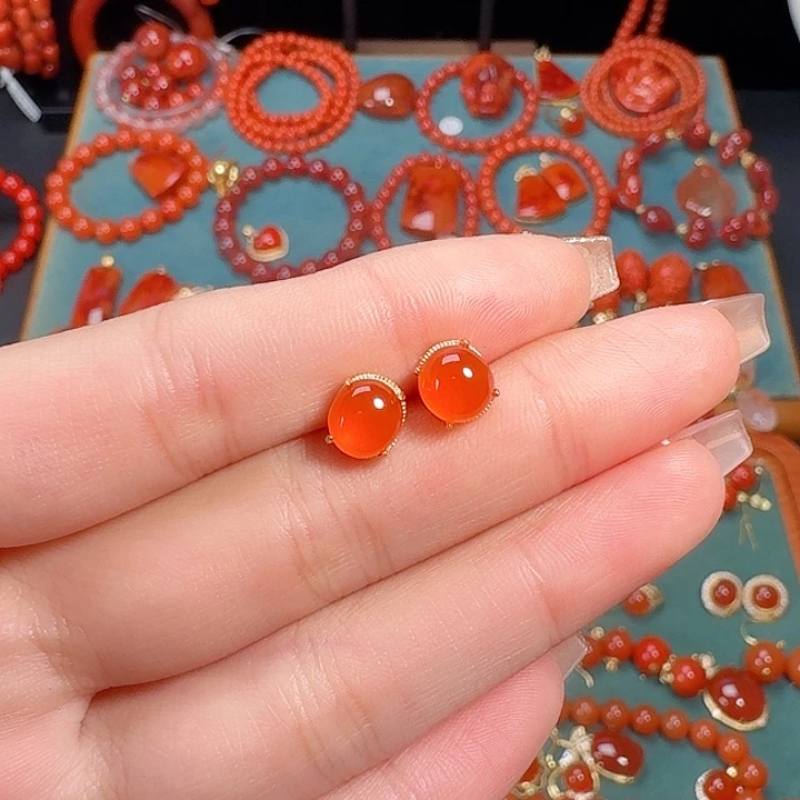 南红玛瑙银S925镶嵌7+冰红