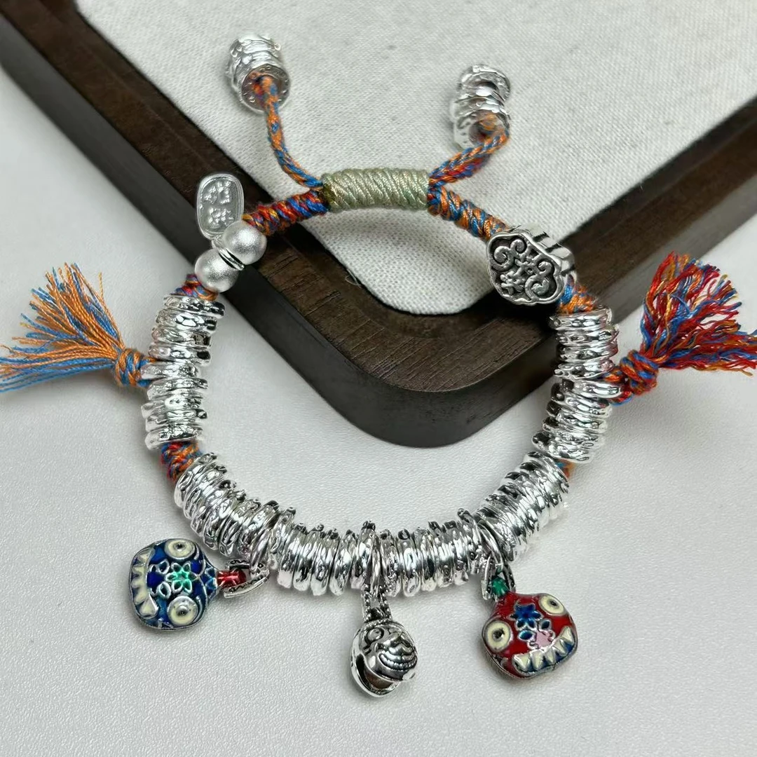 吞金兽一家三口手链 银色饰品 905