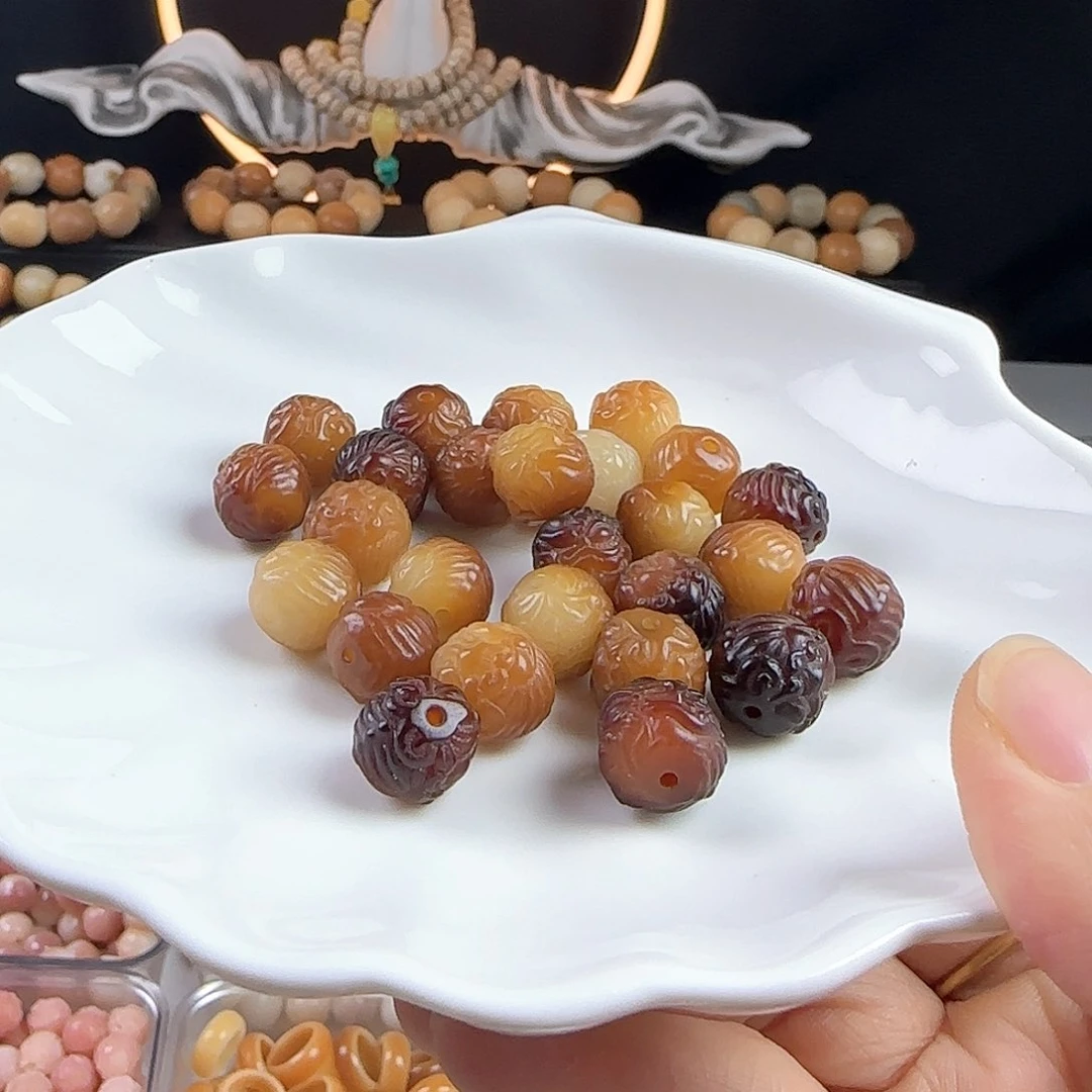 菩提根/象牙果手串卡12焦糖抱球貔貅20颗