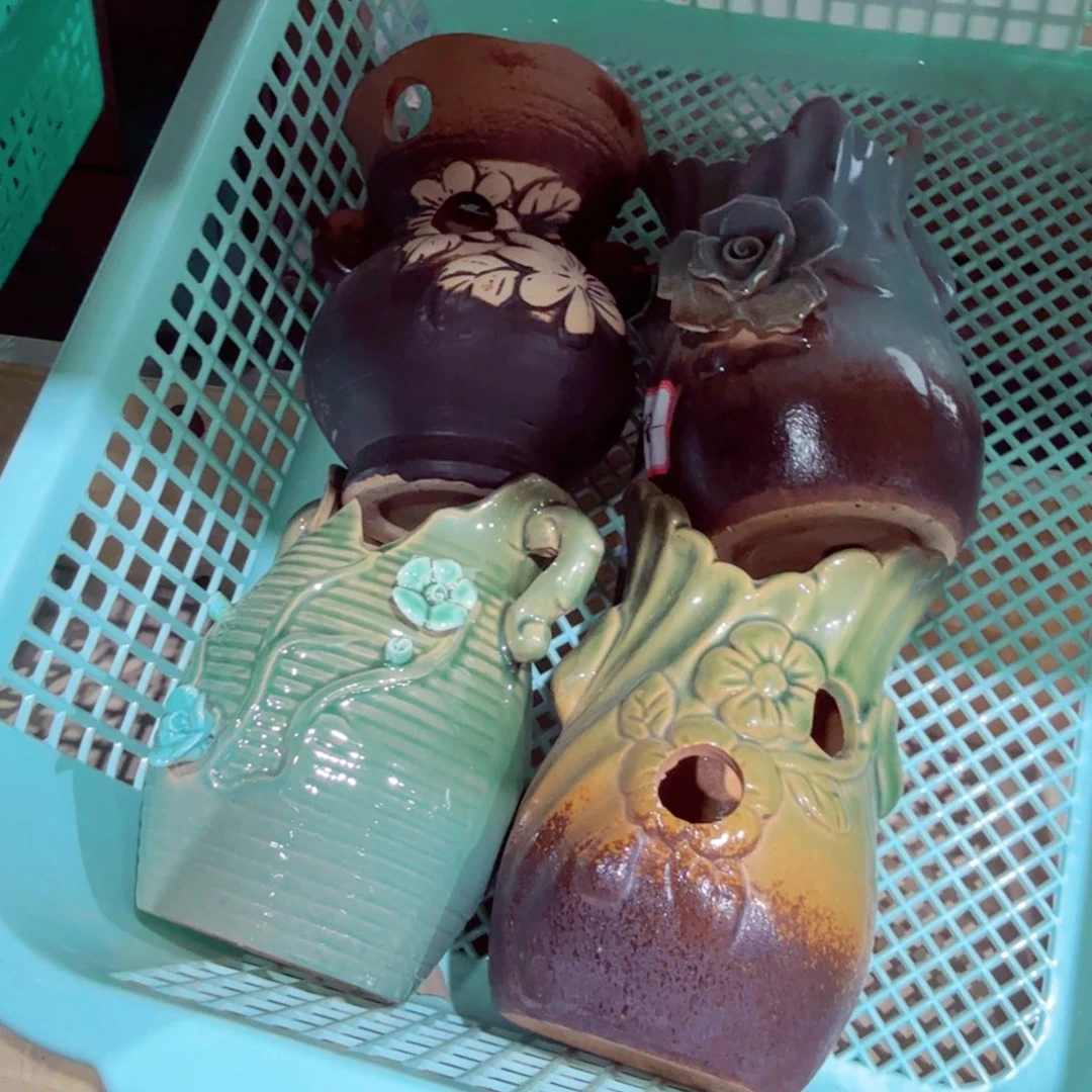 紫砂花盆粗陶绿醋