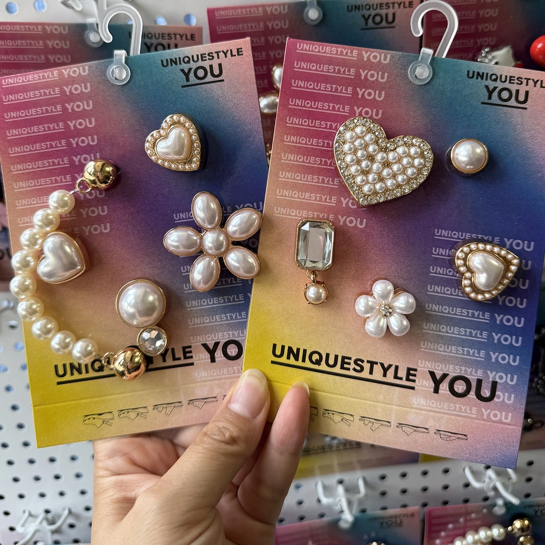 金属鞋花适配洞洞鞋 水钻珍珠朋克风高端鞋上朋克风装饰配饰