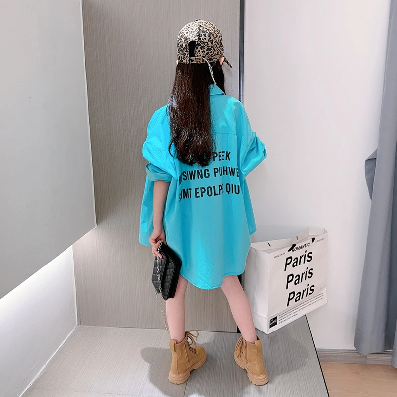 女童长袖衬衫2025夏季新款防晒衣小女孩宽松韩版休闲薄款上衣外套