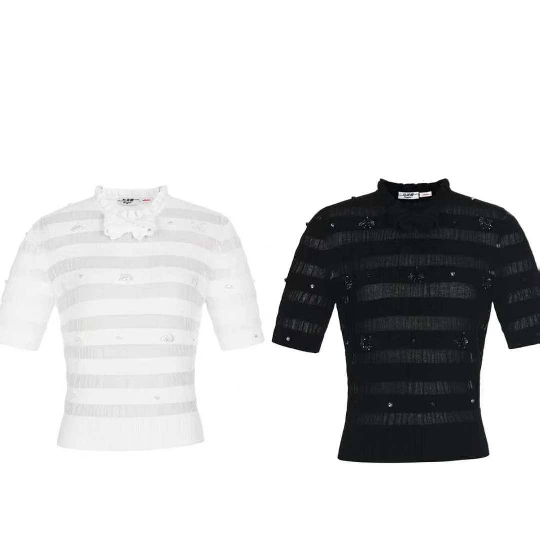 LeFame/拉飞姆2025夏季钉珠短袖T恤LF25X21ZB306-LF25X21ZB307