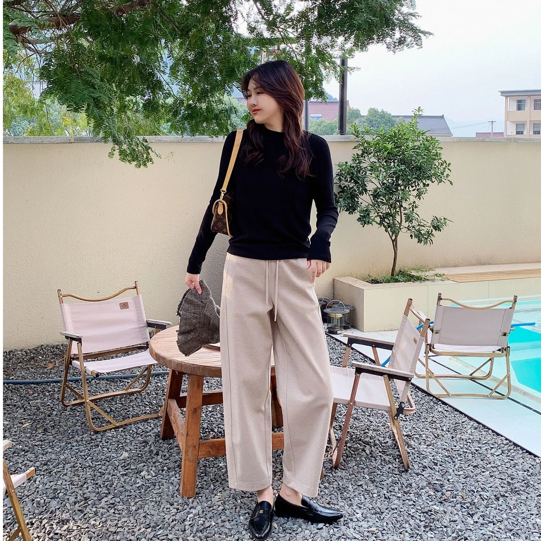 衣姐家星空呢休闲裤高腰百搭九分奶奶裤2024秋冬新款HEN-3224