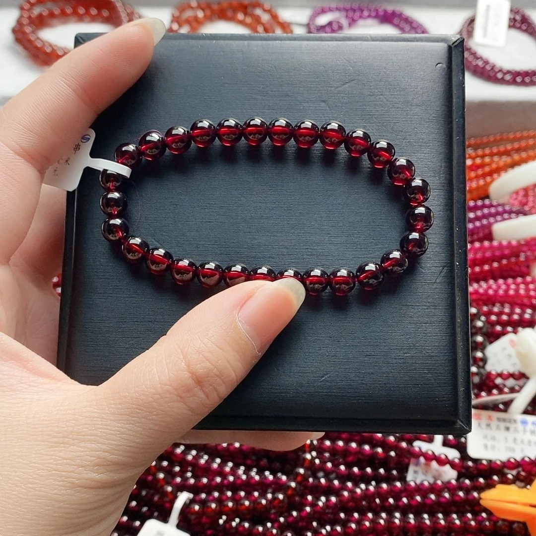 石榴石手链未镶嵌6.5mm玫红单圈放漏价