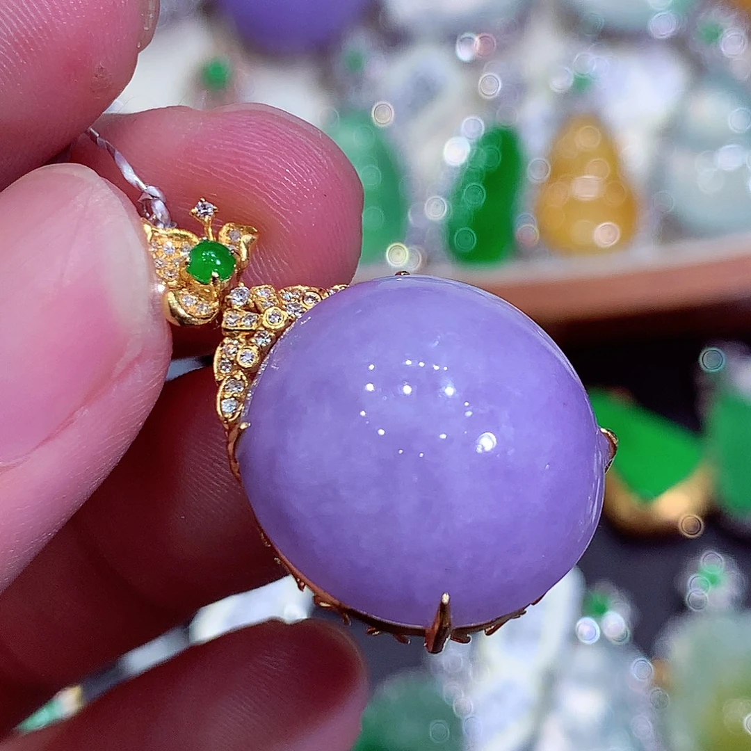 翡翠18K金镶嵌吊坠(不含链)