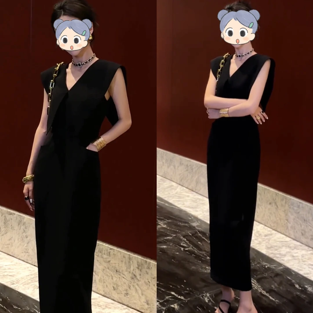 2025春夏新款时尚显瘦气质女士网红洋气连衣裙百搭款D5097