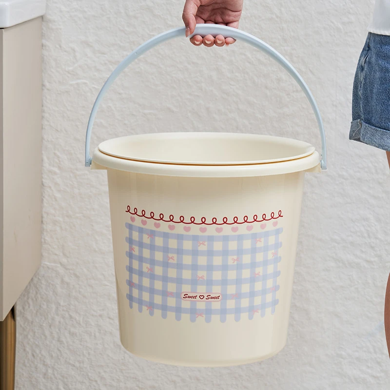 开学季格子手提水桶塑料洗衣桶学生宿舍用洗澡桶耐用家用泡脚桶