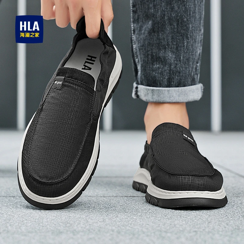 HLA/海澜之家夏季透气帆布鞋一脚蹬懒人鞋休闲鞋老北京布鞋开车鞋
