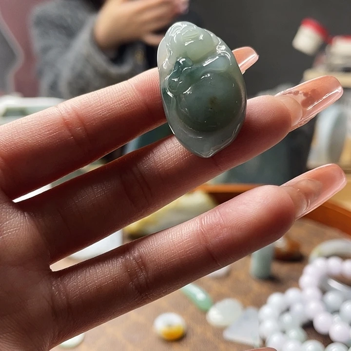 定制翡翠未镶嵌胖*佛公打孔