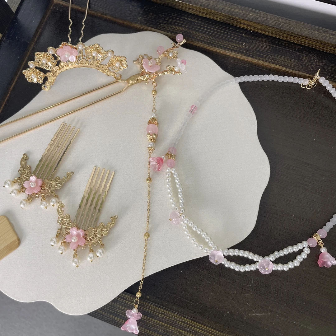 月鳞绮纪明星同款项链发簪顶簪发梳古风配饰道具