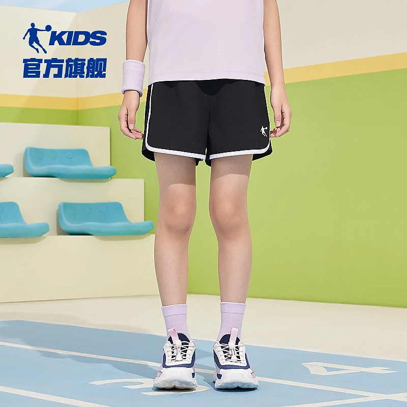 中国乔丹儿童夏季薄款透气梭织短裤中大童女童休闲速干短袖童装