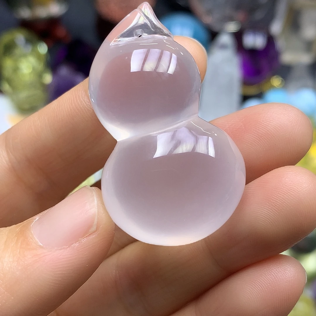 水晶珠宝半成品未镶嵌净体粉水晶葫芦吊坠
