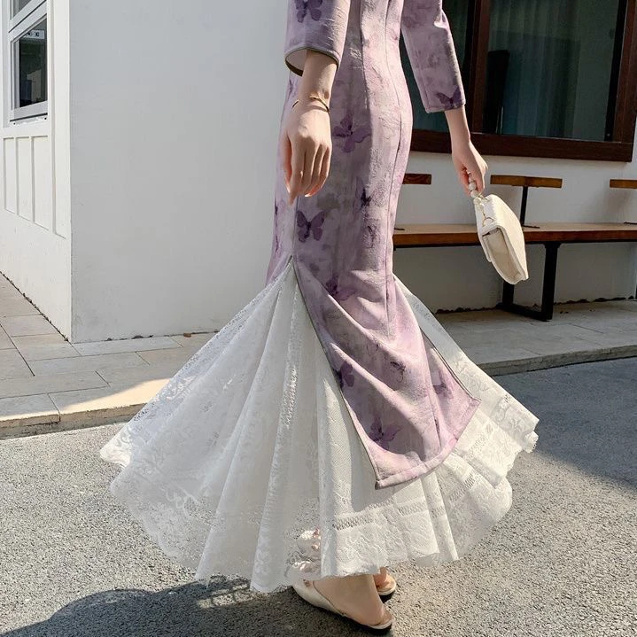 夏季新中式复古薄款修身旗袍内衬裙a字大摆内搭