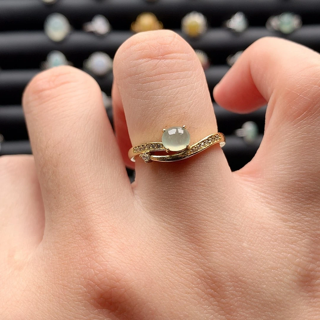 翡翠戒指银S925镶嵌0050