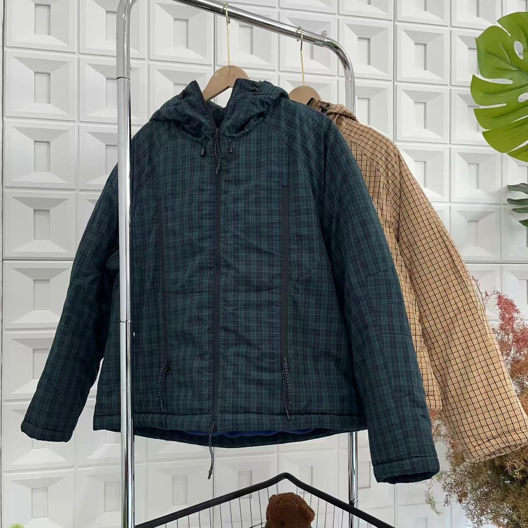 复古宽松格纹休闲加绒夹克拉链外套 H-250111