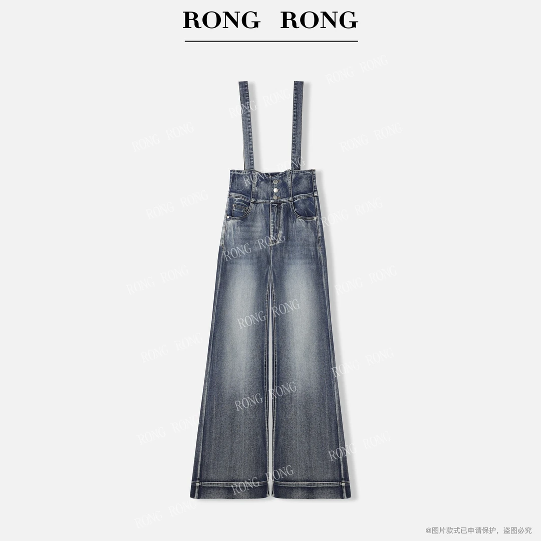 溶溶【蓝调清诗】RONGRONG 美式复古风洗水工艺牛仔背带裤RR5556