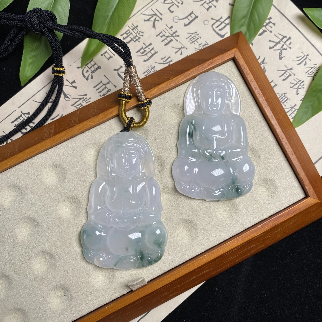 思懿手镯之家-翡翠大件飘花观音-约64*40*6mm-TY-12972多样性发一