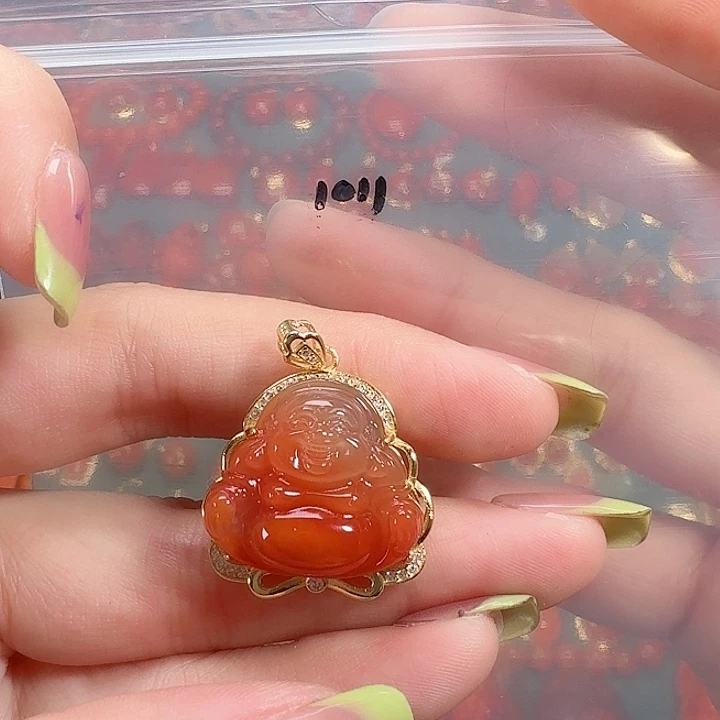 南红玛瑙银S925镶嵌吊坠