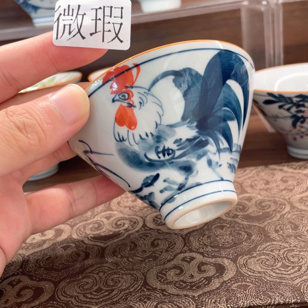 釉下手绘茶具微瑕