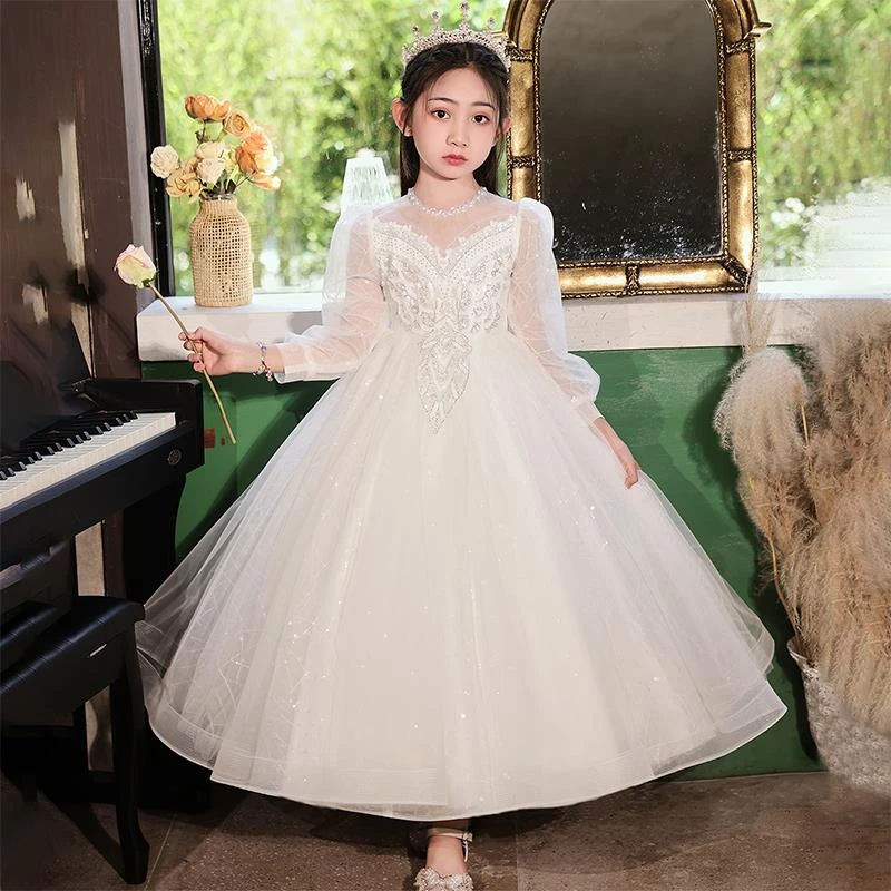 公主裙女童高端礼服花童婚纱主持人夏季走秀演出服洋气生日蓬蓬裙