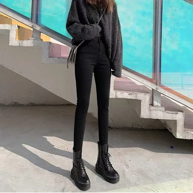 牛仔裤女2025秋季新款高腰显瘦百搭大码紧身弹力小脚铅笔裤子