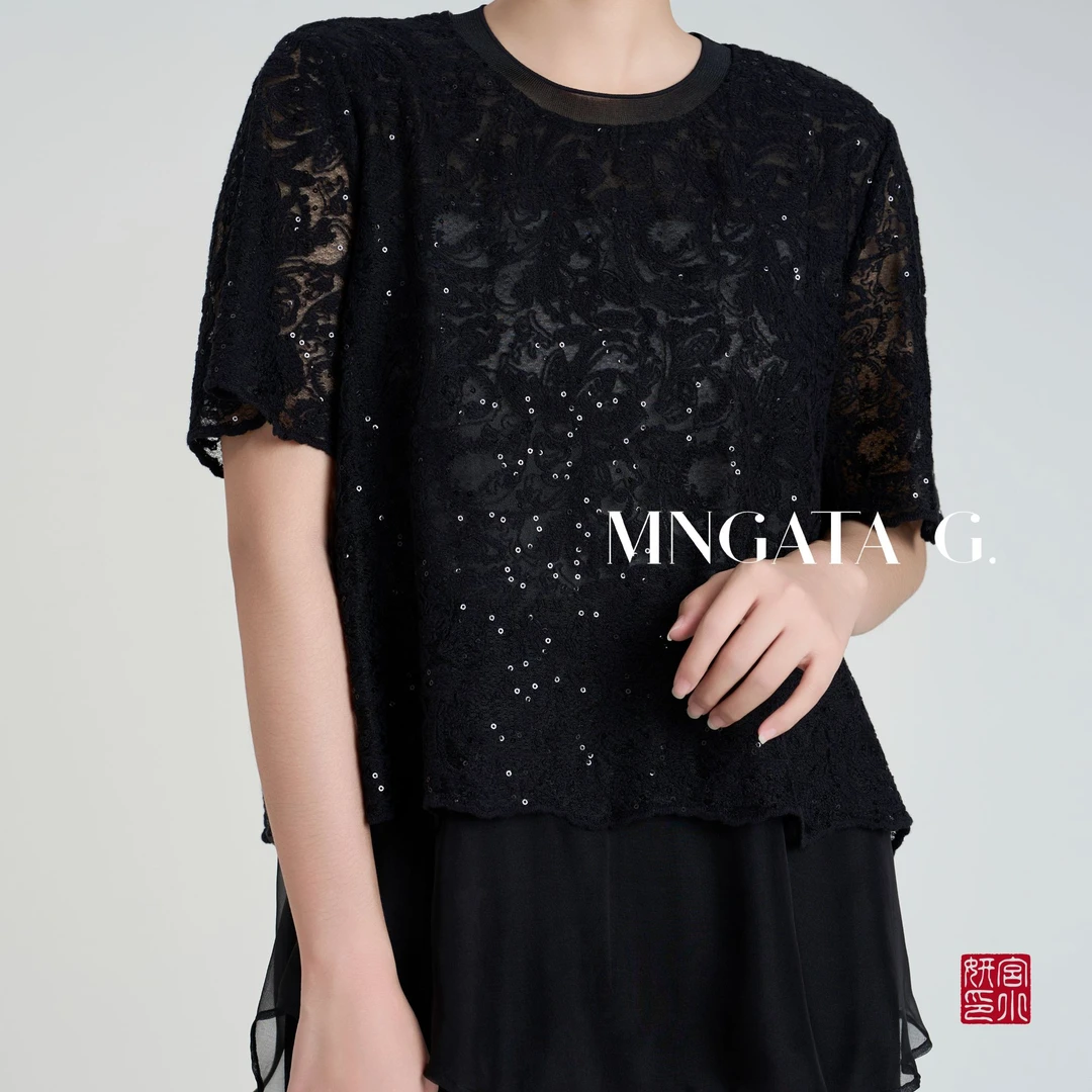 MNGATA G.宫小妍【灵云】桑蚕丝夏日新中式中国风休闲短袖5031767