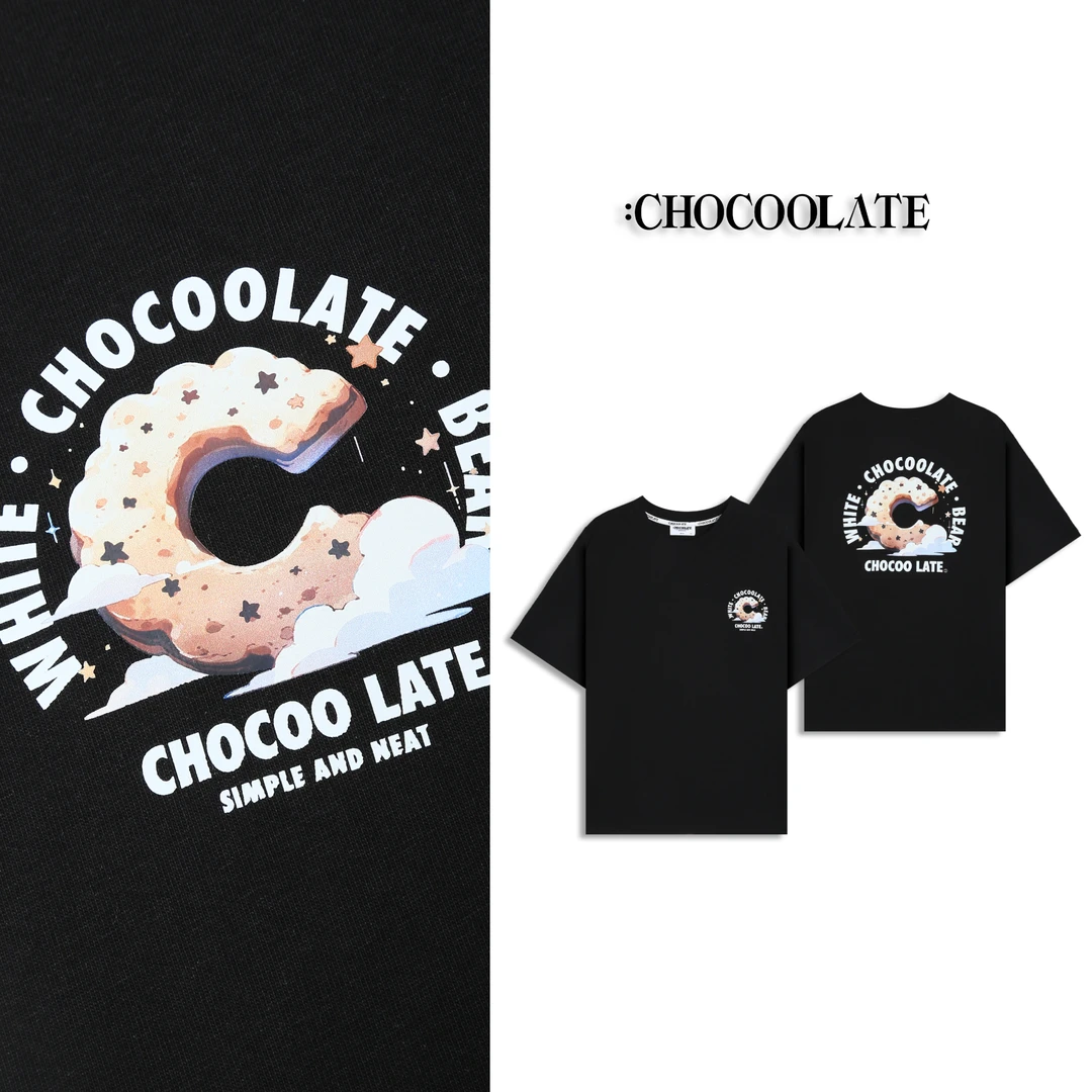 it：CHOCOOLATE前后印花男士情侣短袖圆领T恤6195