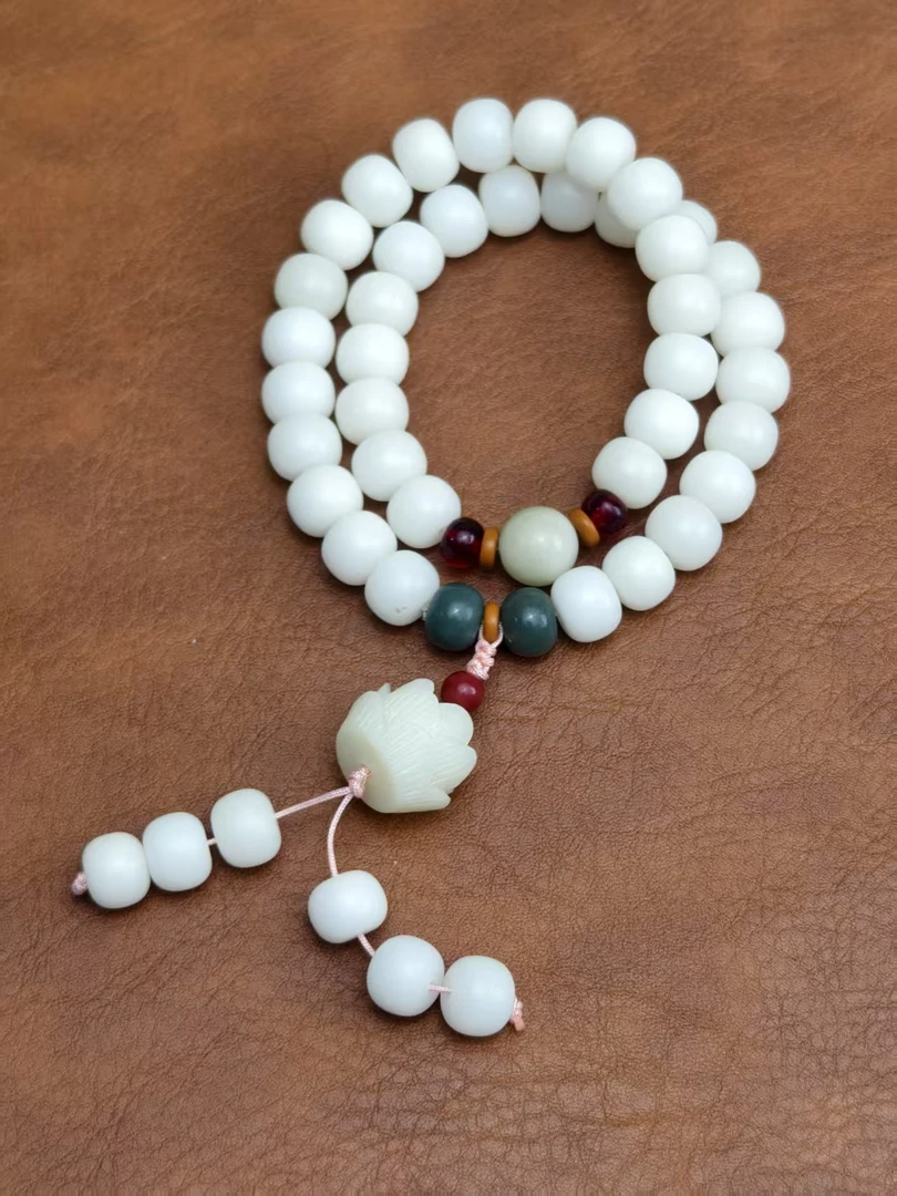 STN-226精品多圈白玉菩提手串搭配（无礼盒）