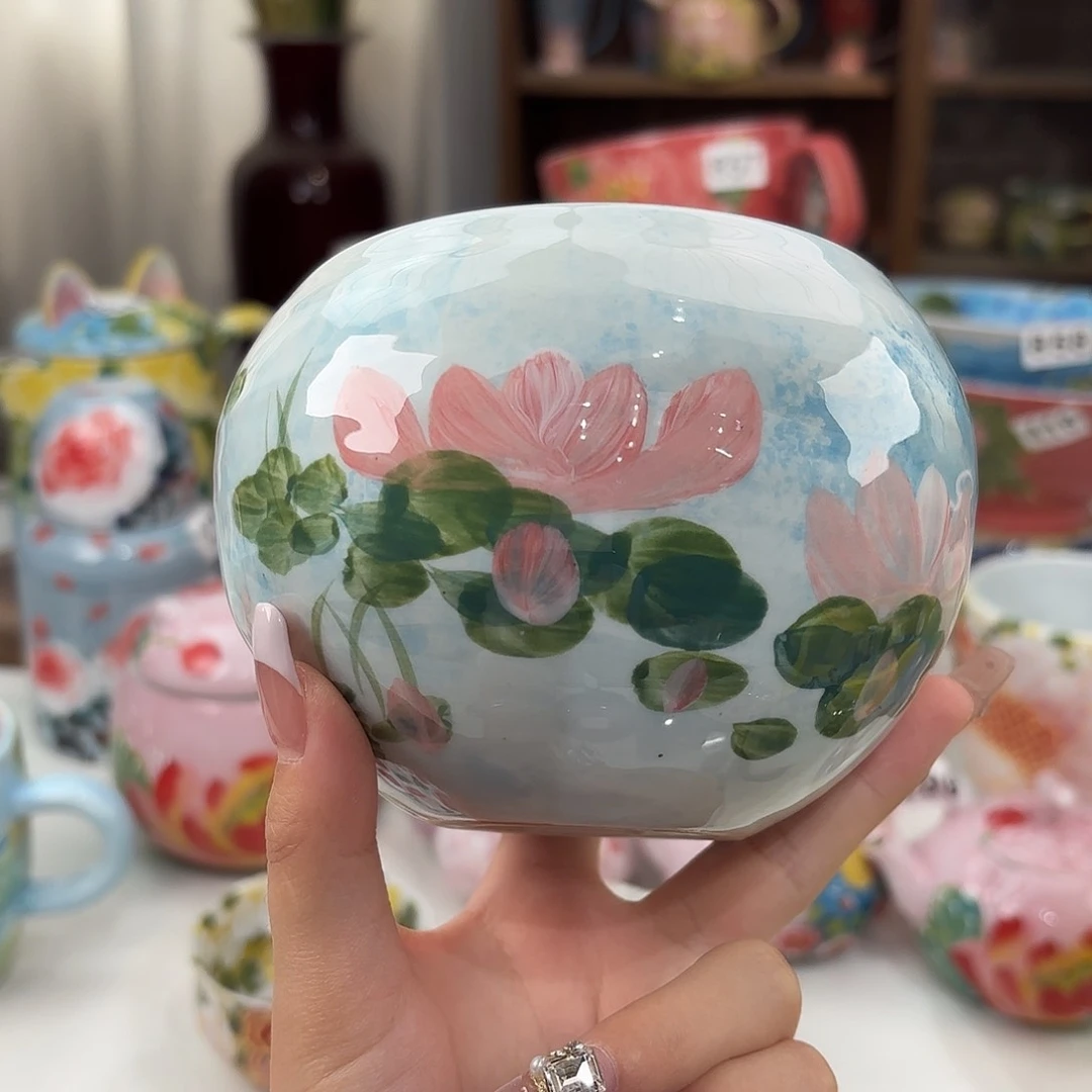 瓷片景德镇手绘高温釉下彩陶瓷茶具