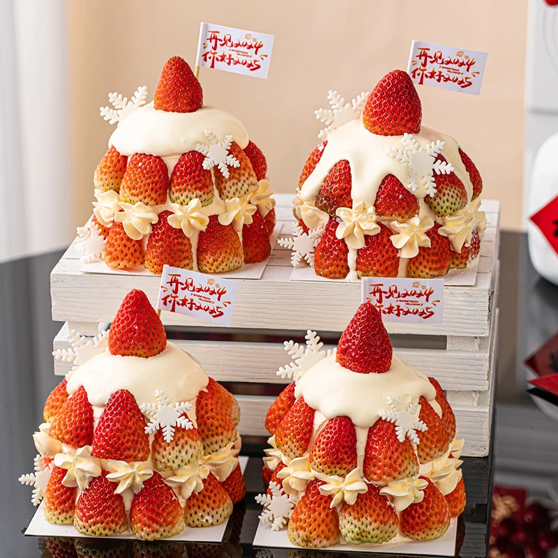 再见2024你好2025新年蛋糕装饰小旗插牌春节元旦跨年派对雪花插件