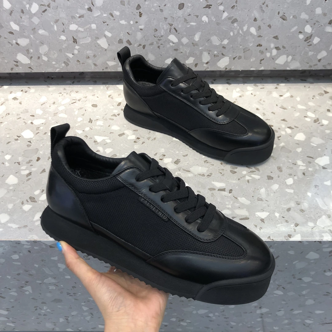 时尚休闲鞋板鞋夏季网鞋广州鞋男鞋百搭牛皮运动皮鞋男款黑色轻便