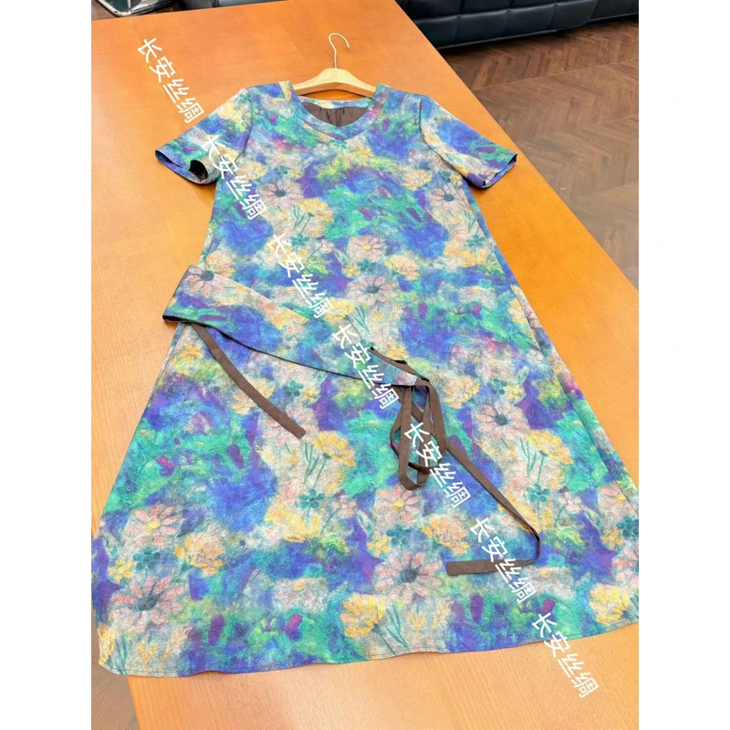 【长安】时尚气质夏季新款显瘦碎花V领连衣裙女FY5051301