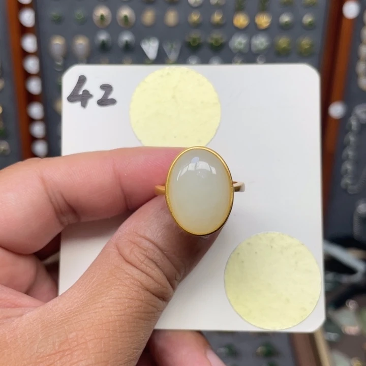 和田玉戒指银S925镶嵌和田玉42