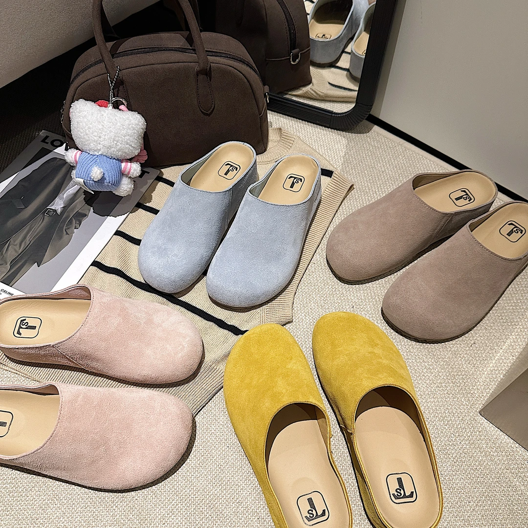 TS单鞋2025春季新款复古文艺风一脚蹬勃肯鞋厚底增高半拖鞋女外穿